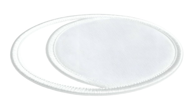 A white oval-shaped design, with a curved tail, on a transparent background - Powered by Adobe