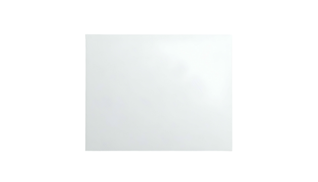 A plain, white square shape isolated against a stark black background. Slightly uneven edges