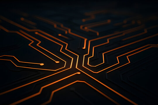 red and orange technology background with circuit design