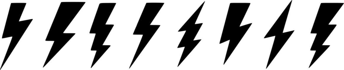 Set lightning bolt. Thunderbolt flat style - stock