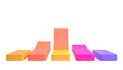 3D rendered abstract bar chart showing varying heights, against a stark black backdrop