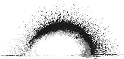 Sprayed black half circle graffiti design with noise dispersion and distressed grunge texture effect © Bryan