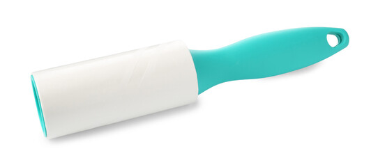 One sticky lint roller isolated on white