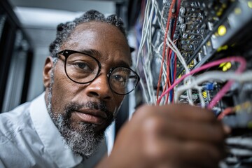 african american it professional working in a data center