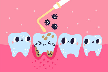 Cute Teeth Hygiene. Funny Dental Charact
