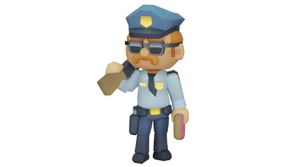 3d rendering oficial de policia animado