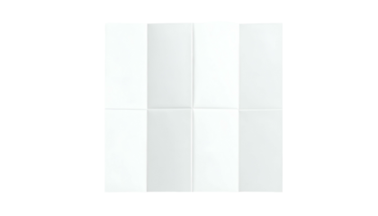 Close-up of a blank, rectangular sheet of white paper, folded into eight equal panels