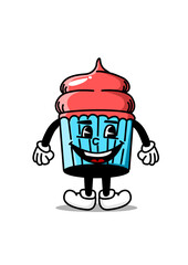 Illustration of a happy cupcake