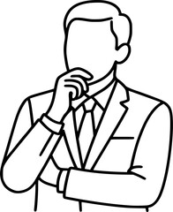 Businessman Thinking Minimal Line &ndash; Elegant Vector Illustration Symbolizing Creativity, Strategy, and Business Innovation