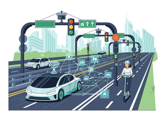 Electric car charging station on highway
