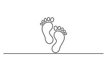 footprint vector thin line icon. one line Icon drawing with white background