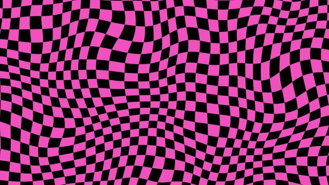 Abstract Pink and Black Checkerboard Illusion Creates a Dizzying Effect, geometric square pattern