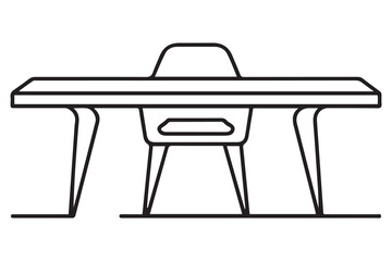 table vector thin line icon . one line Icon drawing with white background