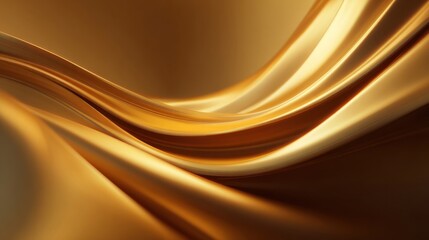 Graceful waves of shimmering gold flow in an elegant abstract composition creating a luxurious and fluid background with soft light and shadows