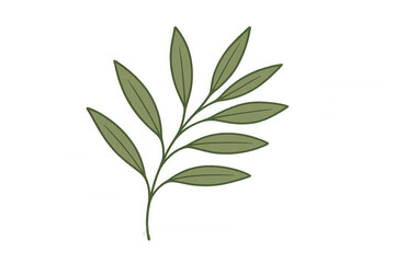 Fototapeta premium Minimalist illustration of a green leafy branch, symbolizing botany, environment, and natural beauty. Transparent background