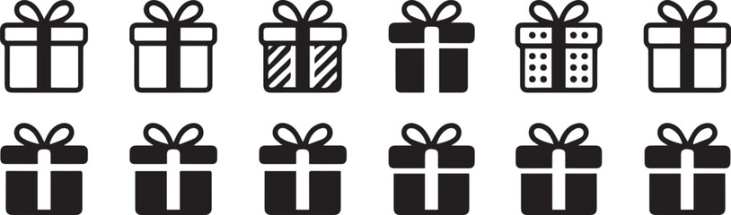 versatile present icons monochrome gift box symbols ribbon bow modern flat and outline vectors for web ui