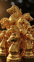 Fototapeta premium Majestic Golden Knights of the Chess Board