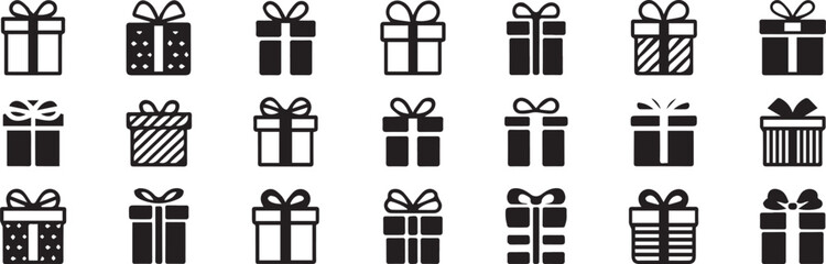 black and white present icons pack unique gift box designs vector ai eps png jpeg for designers