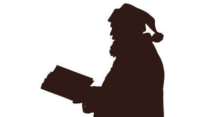 Santa Claus Silhouette Reading a Book christmas character