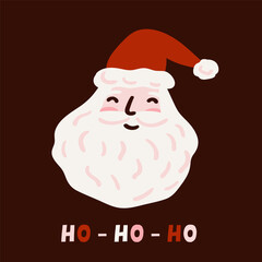 Christmas card with smiling Santa Claus face. Season sale or online delivery gifts concept