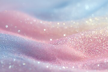 Gentle folds of shimmering fabric in soft pastel hues. Delicate bokeh effect creates a dreamy atmosphere