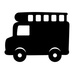 Vector art of a black camper van, , with a roof rack is depicted in a simple vector illustration, perfect for travel, adventure, and outdoorthemed designs and projects