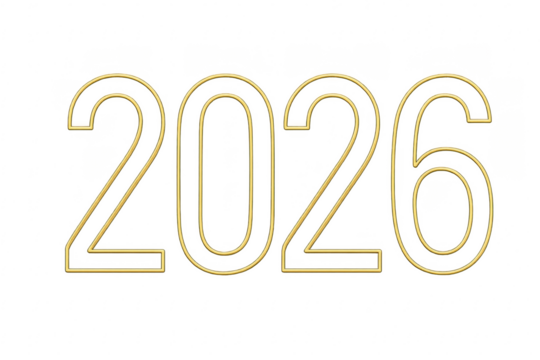 Gold line 2026 number new year text