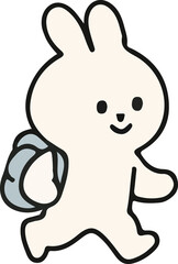 Cute White Rabbit Character Emotions - TOTO Daily Life Set