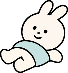 Cute White Rabbit Character Emotions - TOTO Daily Life Set