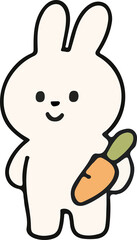 Cute White Rabbit Character Emotions - TOTO Daily Life Set