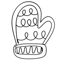 Gingerbread Mitten Cookie Line Art