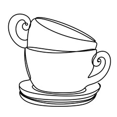 Stack of Tea or Coffee Cups Continuous Line Drawing
