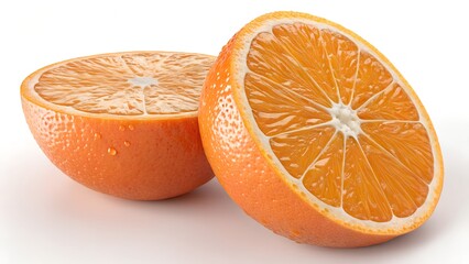half cut orange with visible juicy texture 3d 