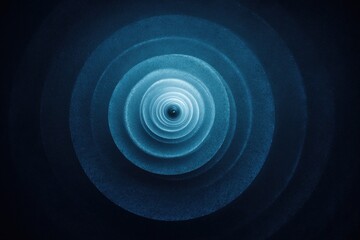 Concentric blue circles emanate from a central point, evoking depth and abstract visual flow