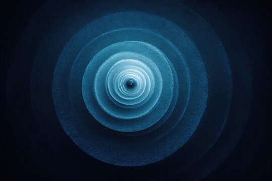 Concentric blue circles emanate from a central point, evoking depth and abstract visual flow