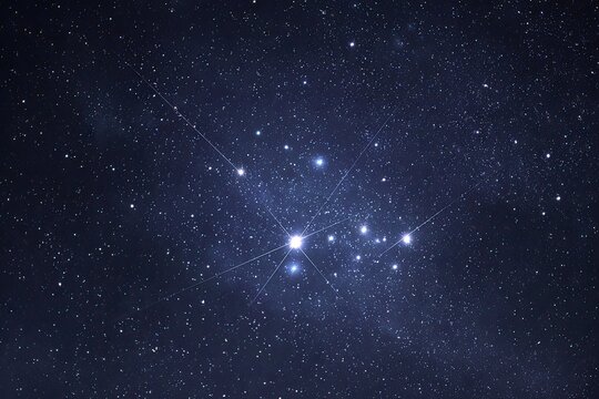 A celestial image of a cluster of luminous stars set against a vast expanse of dark space