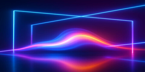 Abstract glowing blue lines flow with wave motion, creating a dynamic background texture and digital design illustration