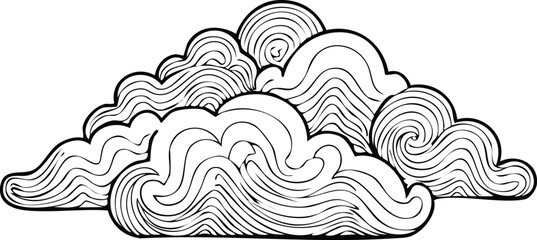 Fototapeta premium Auspicious Sky: Hand-Drawn Traditional Japanese Cloud Vector