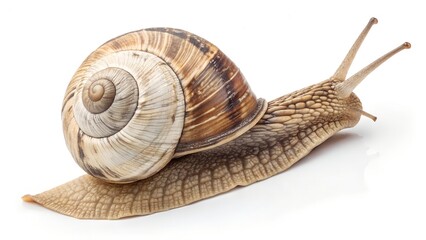 snail with visible shell texture white background
