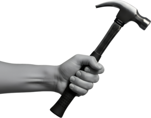 A Human Hand Firmly Grips A Metallic Claw Hammer Tool Against A Stark Transparent Background Showcasing Its Construction Collage Art Holding Object Isolated