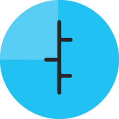 Obraz premium Abstract minimalist blue circle with black vertical line and branching marks vector