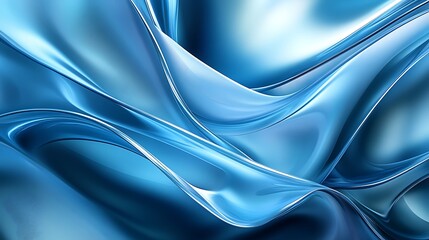 Abstract blue glass wavy surface background with sleek lines and smooth transitions