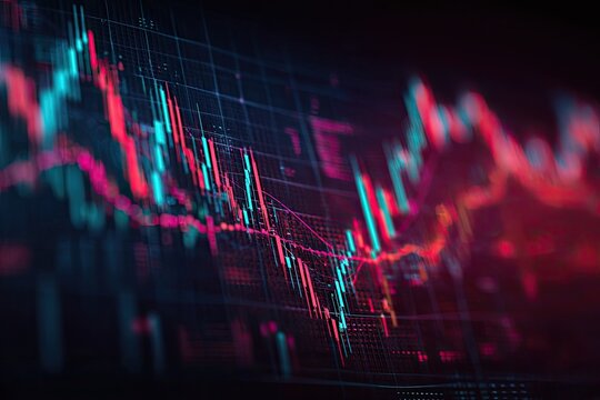 Dynamic financial graph, displaying fluctuating trends across a digital interface