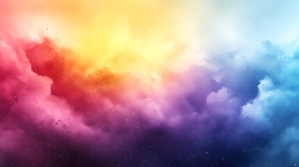 Fototapeta premium Abstract colorful watercolor clouds blending beautifully with tiny white stars, bright and vibrant