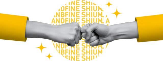 Two Fists Bumping Together In A Gesture Of Agreement Surrounded By Golden Sparkling Stars And Repeating Text On A Transparent Background Collage Art Fist Bump