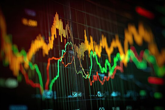 Close-up of a digital financial chart showcasing fluctuating lines