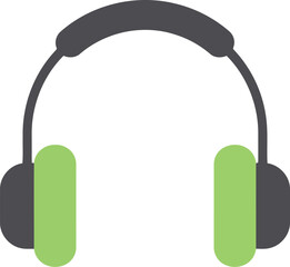 Vibrant green headphones icon simple flat design vector