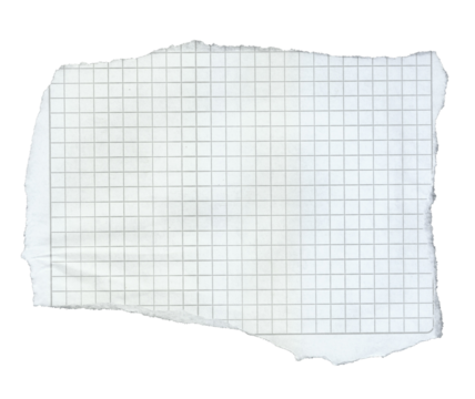 Torn Graph Paper with Grid Pattern and Jagged Edge on Transparent Background