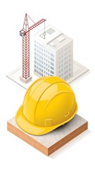yellow hard hat isolated construction theme