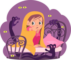 Kids Fear. Children Nightmares. Scared B
